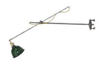 completely refinished all original early 20th century antique american patented o.c. white wall-mount fully adjustable articulating task lamp with green porcelain deep bowl shade
