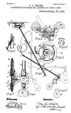 highly sought after early 20th century fully adjustable wall-mount "o.c.white" factory machine shop task lamp with knuckle and wrist joints