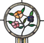 early 20th century original antique american salvaged chicago prairie school style residential art glass window with intact varnished frame