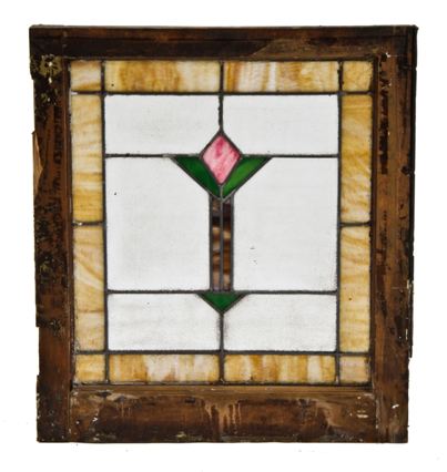 original early 20th century american craftsman style residential stained glass window