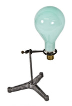 unique c. 1930's fisher retort stand with ring clamp and giant 1500 watt "verd-a-ray" lightbulb