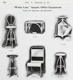 unusual and hard to find original early 1920's american antique medical stationary bent tubular steel hospital examination room doctor stool with integrated trash can