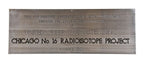 unusual original c. 1953 single-sided solid steel "radioisotope project" laboratory dedication wall plaque