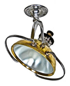 all original c. 1930's vintage medical interior ceiling mount operating room swivel lamp with tempered glass lens