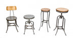 original c. 1910 antique american industrial "uhl art steel" cold-rolled steel stationary soda fountain stool with solid oak wood seat