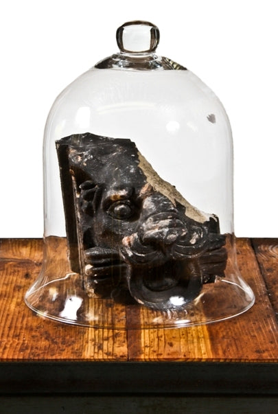 intact vintage oversized medical clear glass specimen vacuum bell jar with ball or knob handle