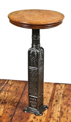 exceptionally rare late 19th century original ornamental cast iron elevator cab swivel stool with intact detachable solid mahogany wood seat