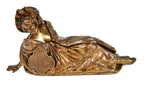 rare early 20th century ornamental bronze-plated reclining erotic female woolworth building souvenir or advertising piece