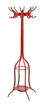 original c. 1930's vintage industrial pressed and folded steel doctor's office freestanding coat rack with revolving top