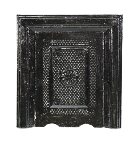 all original and completely intact 19th century american interior residential cast iron fireplace summer cover with matching surround