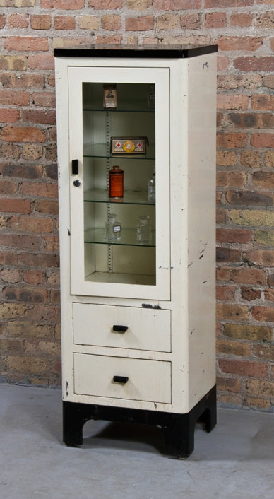original c. 1930's vintage medical art deco style freestanding hospital examination room supply cabinet
