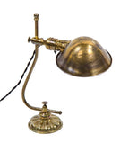 rare c. 1900's american vintage industrial ornamental brass adjustable faries factory office desk lamp with patented shade holder