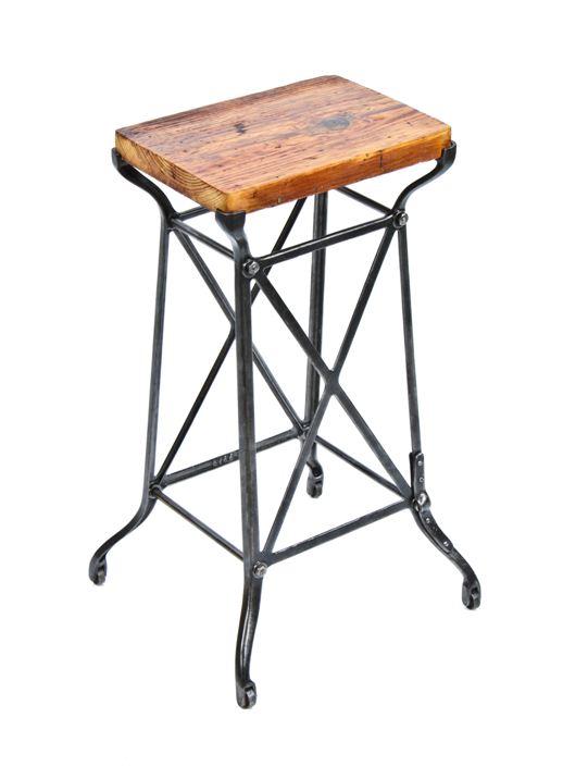 repurposed early 20th century vintage industrial reinforced cast iron adding machine stand with rollers