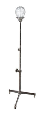 fully adjustable repurposed vintage american industrial freestanding theater stage "ghost light" with mobile three-legged base