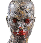 ghoulish freestanding vintage american industrial "art project" female head and bust mannequin
