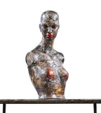 ghoulish freestanding vintage american industrial "art project" female head and bust mannequin