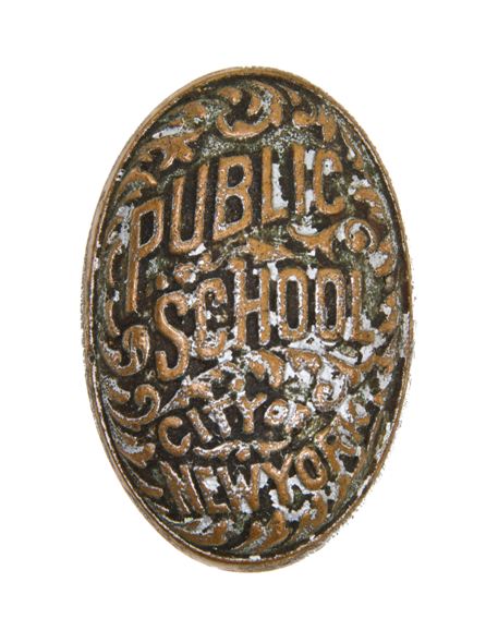 early 20th century ornamental cast brass new york city public school interior office door emblematic antique doorknob