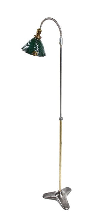 refinished c. 1939 vintage medical freestanding "ortho-lite" lamp stand with "radish" x-ray reflector