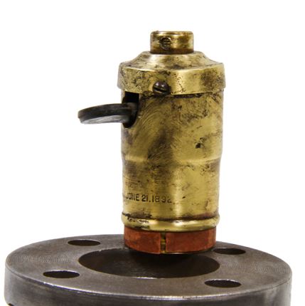 original and intact late 19th century american perkins incandescent lamp shell socket with intact key switch