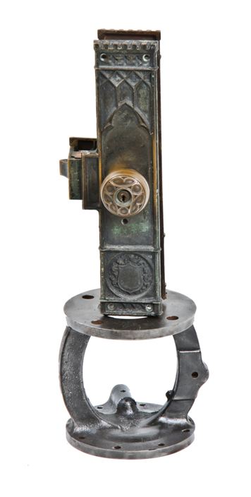 original c. 1920's vintage american ornamental cast bronze gothic style pittsfield office building "unit" lockset