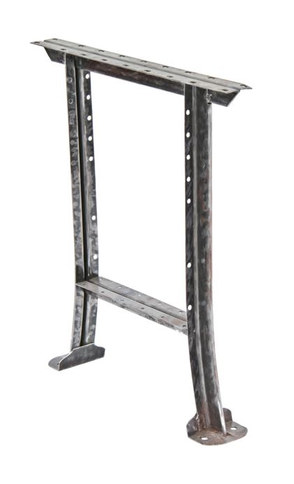 completely refinished c. 1950's vintage industrial folded and pressed heavy gauge steel table base with flared feet