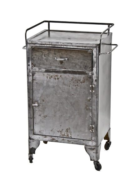 refinished c. 1930's american vintage medical mobile hospital operating room supply cart and/or workstation