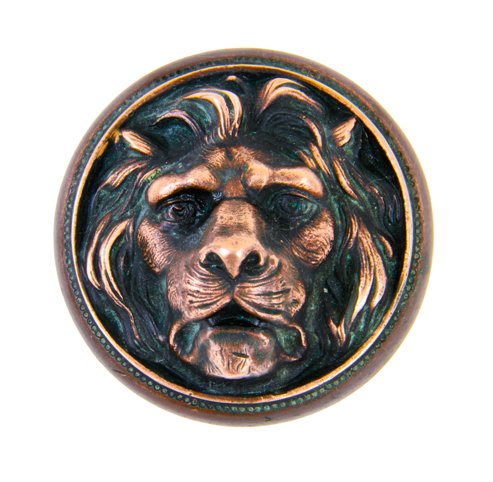 original hard to find c. 1870's ornamental cast bronze oversized figural lion head antique doorknob