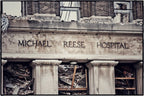 historically-important recovered oversized solid indiana limestone exterior michael reese "old main" hospital deeply incised letter facade name plaque fragment