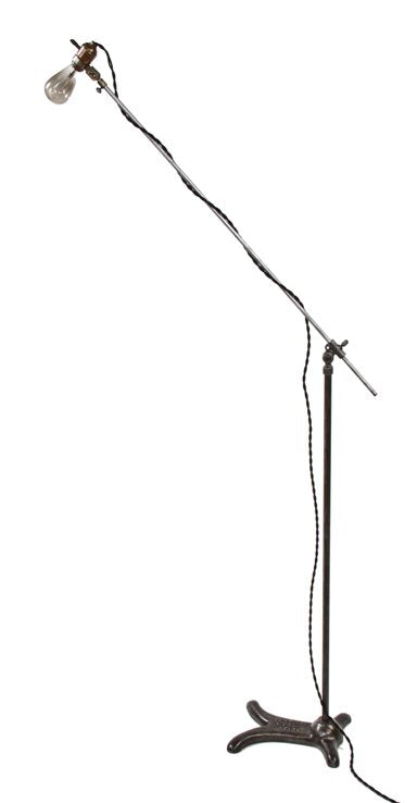 unique vintage industrial freestanding adjustable height floor lamp with rewired weber key socket