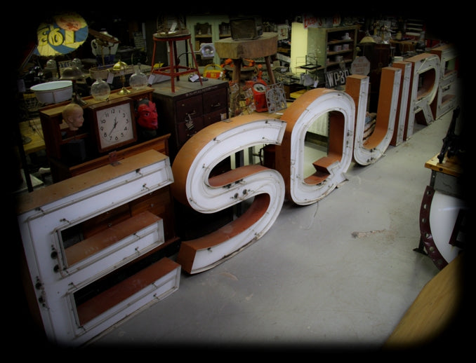 original and largely intact historically important exterior historic esquire theater horizontal neon marquee letter sign