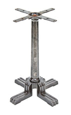 c. 1930's vintage industrial american machine age train lounge car table pedestal base with parallel straight lines