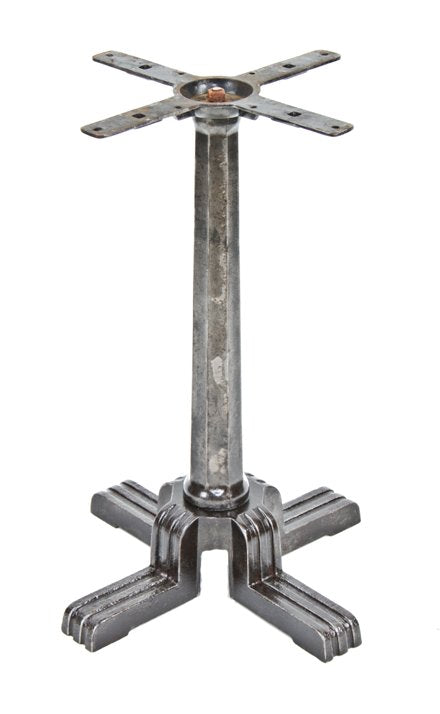 c. 1930's vintage industrial american machine age train lounge car table pedestal base with parallel straight lines