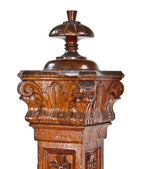 remarkable late 19th century american victorian era interior residential carved oak wood boxed newel post
