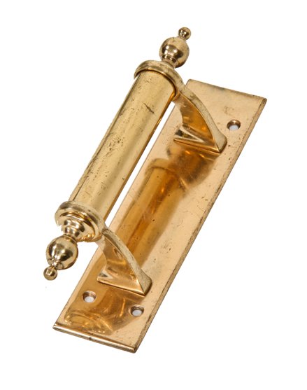 original late 19th century antique american highly polished bronze metal commercial store door handle with finely turned finials