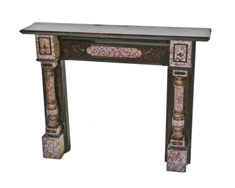 original c. 1870's american victorian era marbleized slate residential fireplace mantle