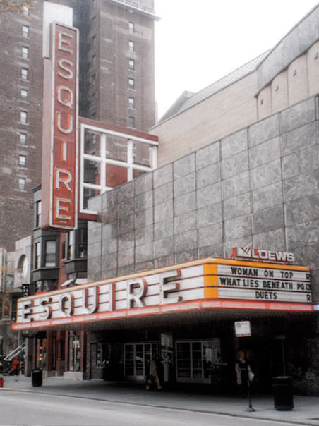 original and largely intact historically important exterior historic esquire theater horizontal neon marquee letter sign