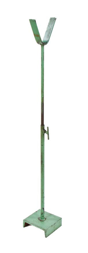 intact c. 1950's vintage american industrial factory green enameled solid steel telescoping factory lathe stand