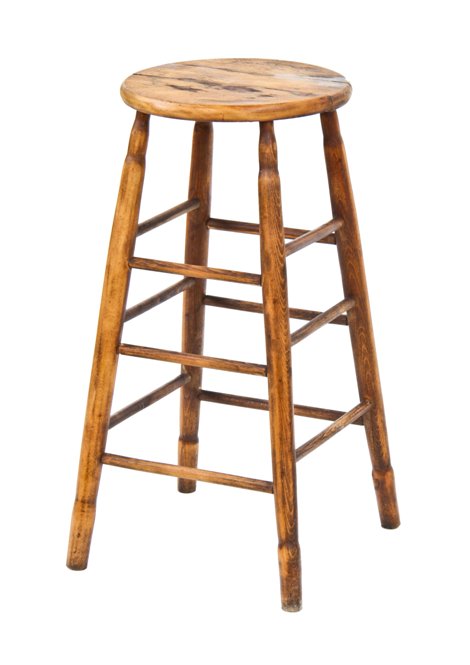 early 20th century refinished vintage industrial birch wood stationary draftsman stool complete with pegged stretchers