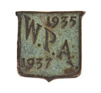 rare c. 1930's single-sided diminutive cast bronze w.p.a. bridge plaque with naturally aged surface patina
