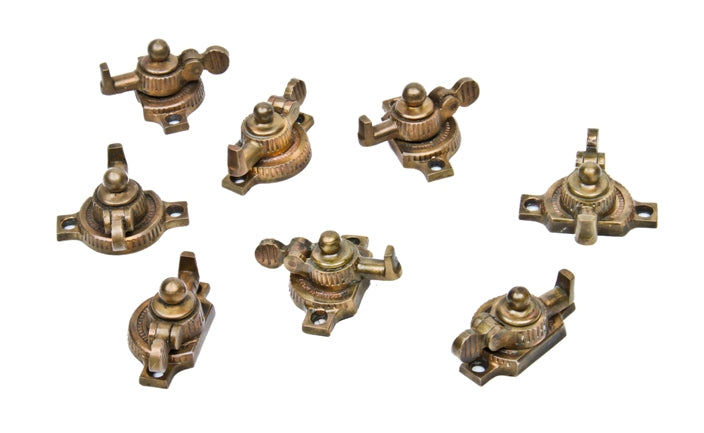 large lot of late 19th century antique american interior residential cast bronze "teapot' window sash locks