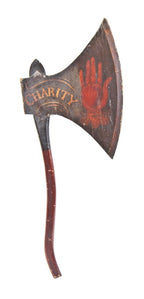 original late 19th century american folk art odd fellows hand-painted ceremonial warden's wood axe
