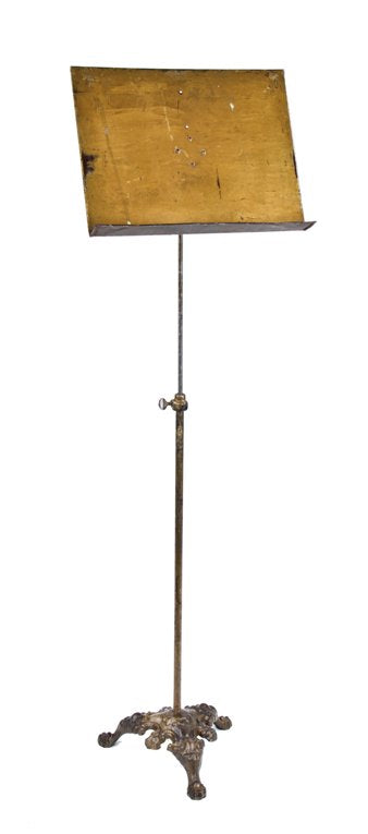 original c. 1930's vintage amercian theater orchestra pit music stand complete with three-legged ornamental cast iron base