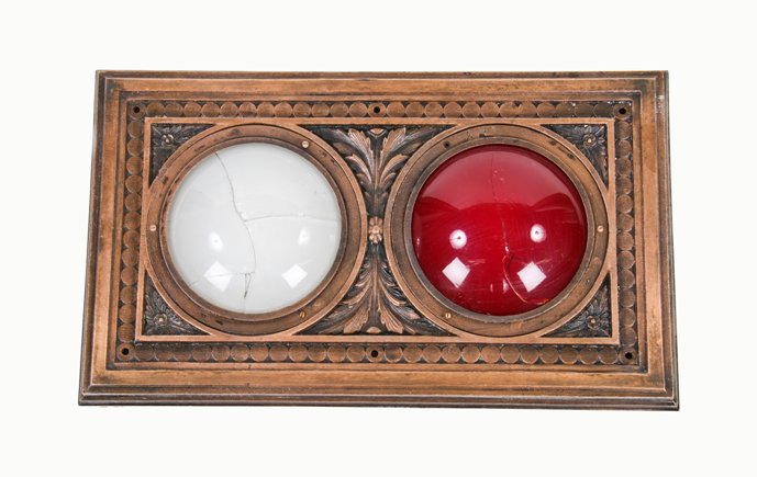original late 19th century ornamental cast bronze interior rand mcnally building elevator lobby indicator light