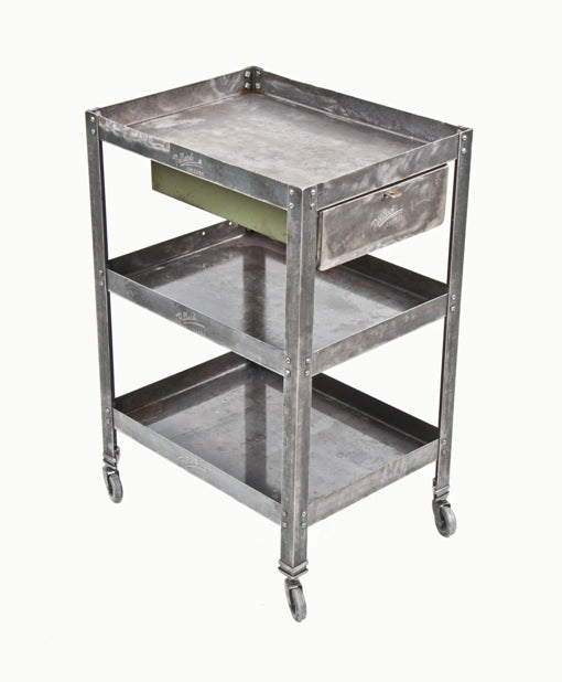 late 1940's refinished brushed metal folded and pressed heavy gauge st ...