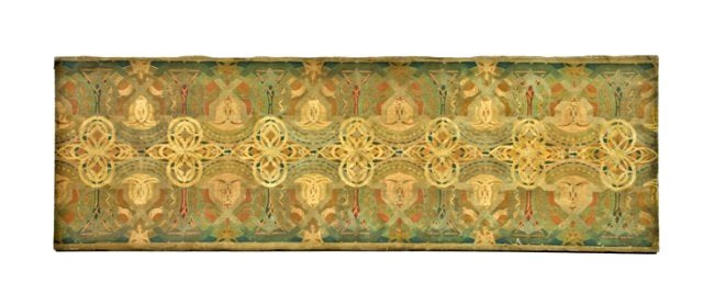 original and exceptionally rare c. 1894 museum quality chicago stock exchange trading room polychromatic stenciled canvas fragment