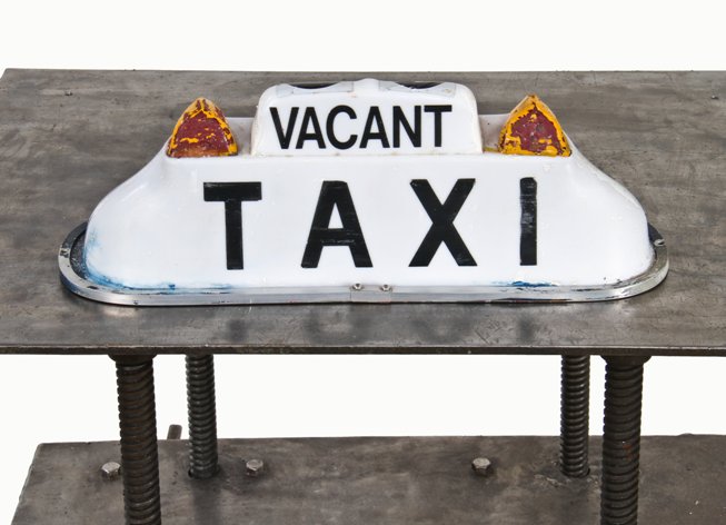c. 1950's vintage american yellow cab illuminated taxi car molded plastic toplight with original black lettering