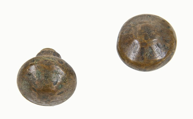 matching set of c. 1920's american arts & craft style solid bronze passage size doorknob with hand hammered finish
