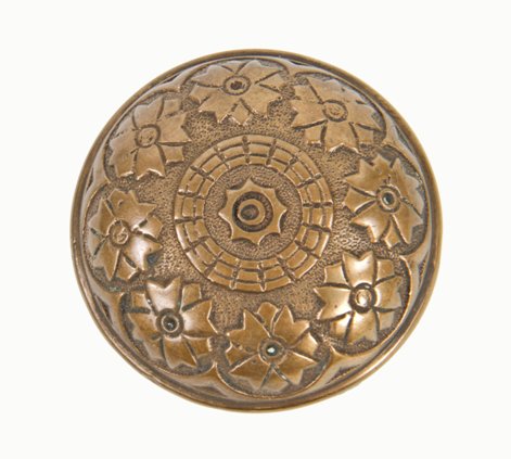 original antique american early 1880's ornamental cast brass banded rim interior residential passage size doorknob