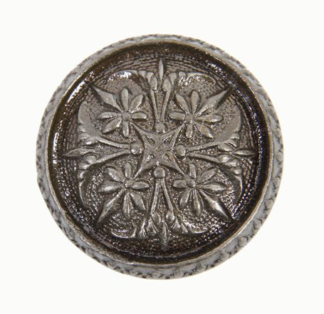 single 19th century american ornamental cast iron residential screen or porch door handle with picket fence banded edge