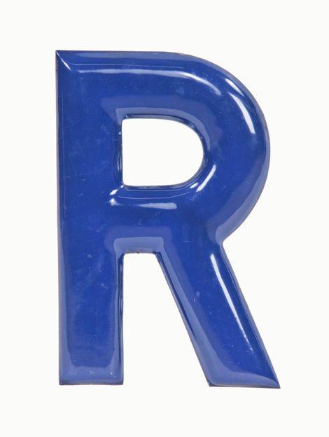 c. 1930's vintage american industrial single-sided cobalt blue porcelain enameled city car wash exterior oversized sign letter